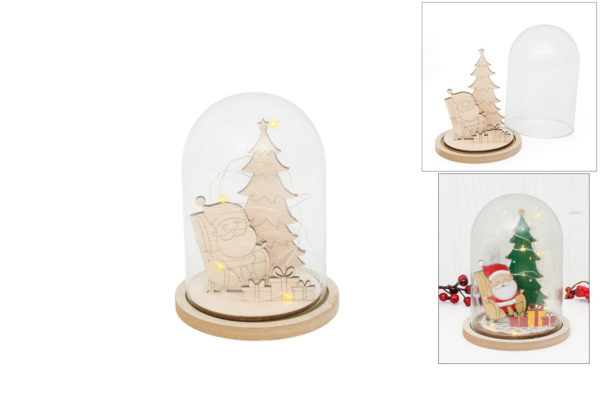 BASE WITH BELL JAR WITH LED 11.8X15.5X0.9CM MDF