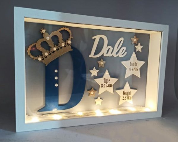 Baby Box Frame with Glass - Prince Theme w/o LED Lights