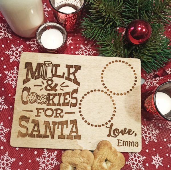 Small custom Santa Tray - Engraved with Wax Finished