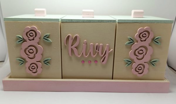Personalised Keepsake Boxes with Tray - Flowers Theme with 3 Boxes - Image 2