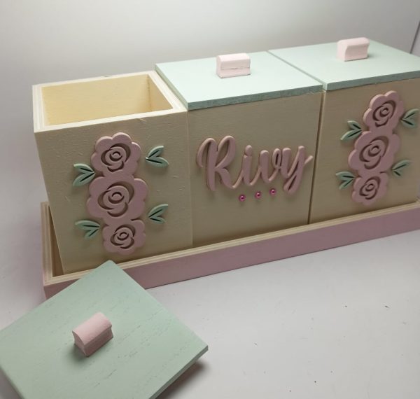 Personalised Keepsake Boxes with Tray - Flowers Theme with 3 Boxes