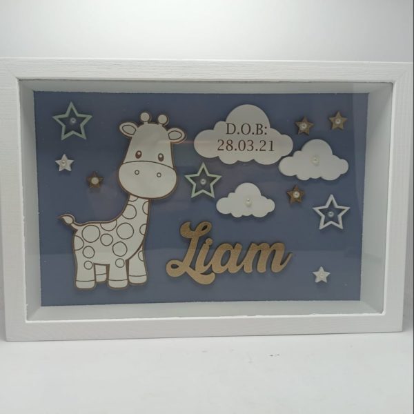 Baby Box Frame with Glass - Giraffe Theme 2