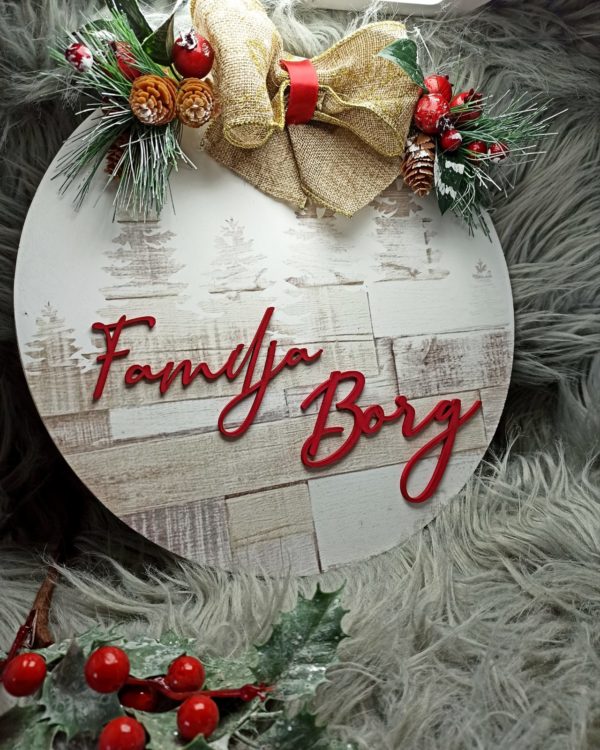 Personalised Christmas Wooden Round Sign - 29cm