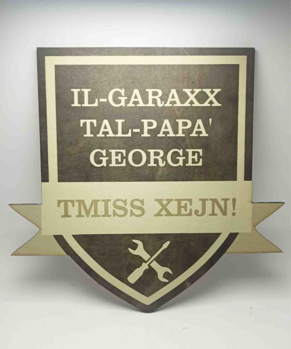 Il-Garaxx tal-Papa - Wooden Hanging Sign - 29x27cm