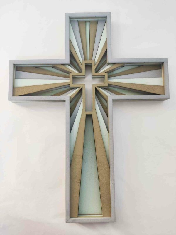Wooden Cross - Six Layers - Green Scheme - Image 2