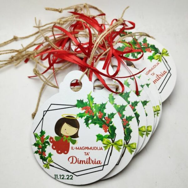 Baptism Bauble - 12x10cm - Angel theme - White background