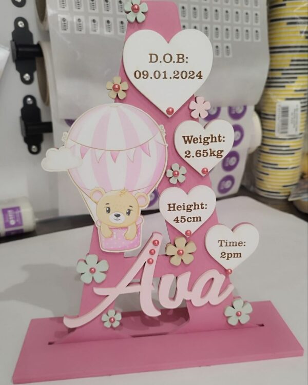Standing Initial - Hot Air Balloon with Baby Info