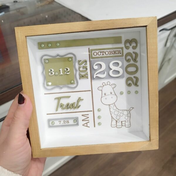 Baby Box Square Frame with Glass - Giraffe Theme