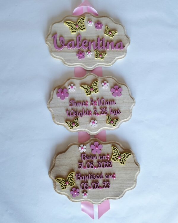 Baby Wall Plaque Large - Butterflies Themed