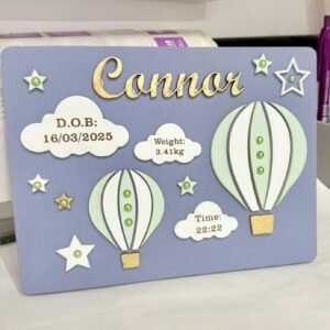 Hanging Wooden Plaque - Hot Air Balloon Theme - (3 sizes available)