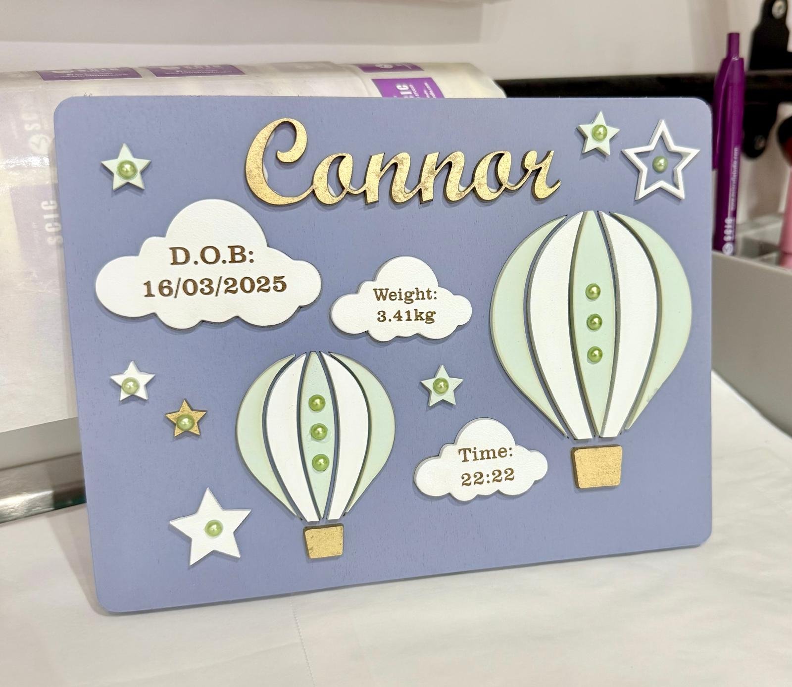 Hanging Wooden Plaque - Hot Air Balloon Theme - (3 sizes available)