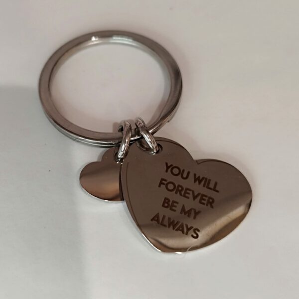 Stainless Steel Keychain - Two Hearts Custom Engraving - Image 3