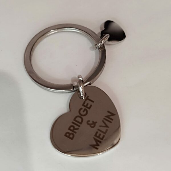 Stainless Steel Keychain - Two Hearts Custom Engraving - Image 4