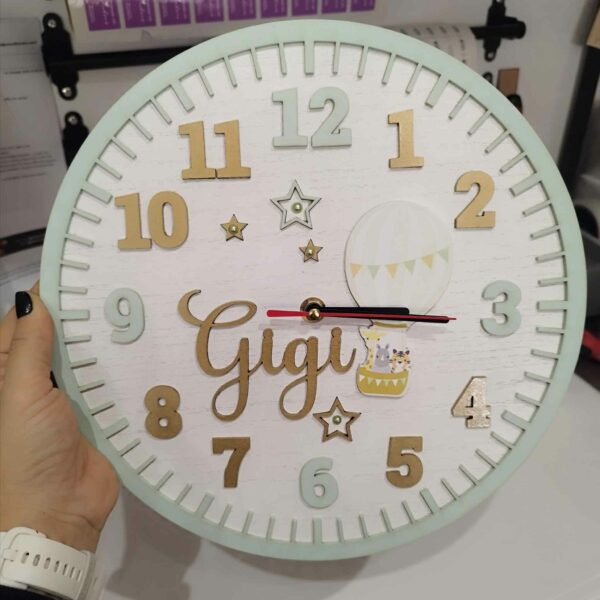 Wooden Clock - Hot Air Balloon
