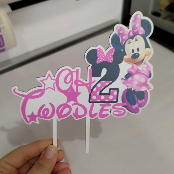 Wooden Cake Topper - Minnie Mouse 'Oh Twodles'