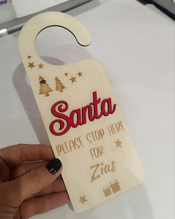 'Santa please stop here' Door Hanger