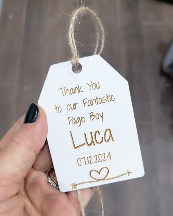 White Wooden Name Tags with Engraving