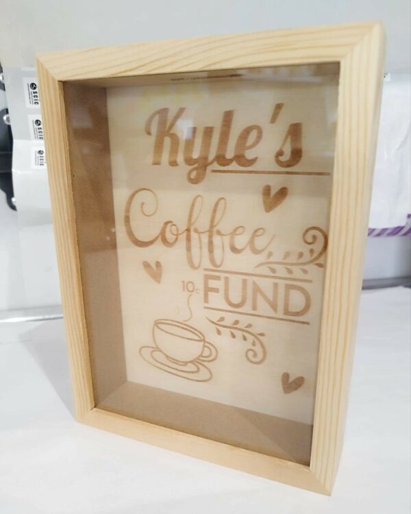 Standing Money Box Frame - Coffee Fund - 15x20x4cm