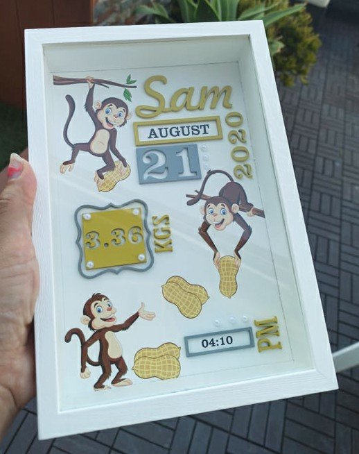 Baby Box Frame with Glass - Peanut Theme - Image 2