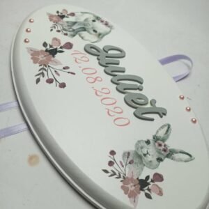Wooden Panel Oval Name Sign - 24,8cm x 14,2cm x 14mm pine