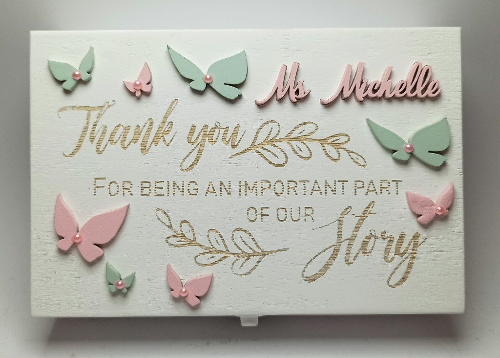 Rectangular Box 18x12x5cm - Butterlies Theme - White Background - Image 2