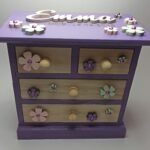 Purple Wooden Cabinet with 2 large and 2 small drawers