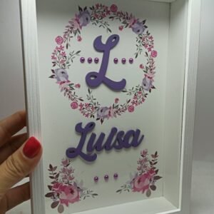 Box Frame with Glass - Name and Initial - 25x17x4cm