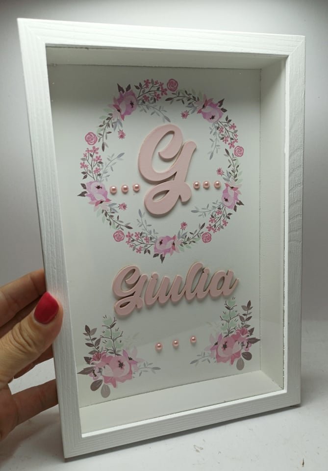 Box Frame with Glass - Name and Initial - 25x17x4cm - Image 3