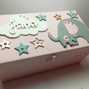 Keepsake Box - 20.5x11x9cm - Elephant Theme Girl