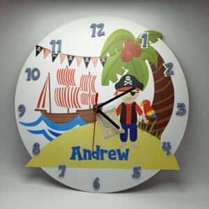 Personalized Wooden Clock - Pirate Theme