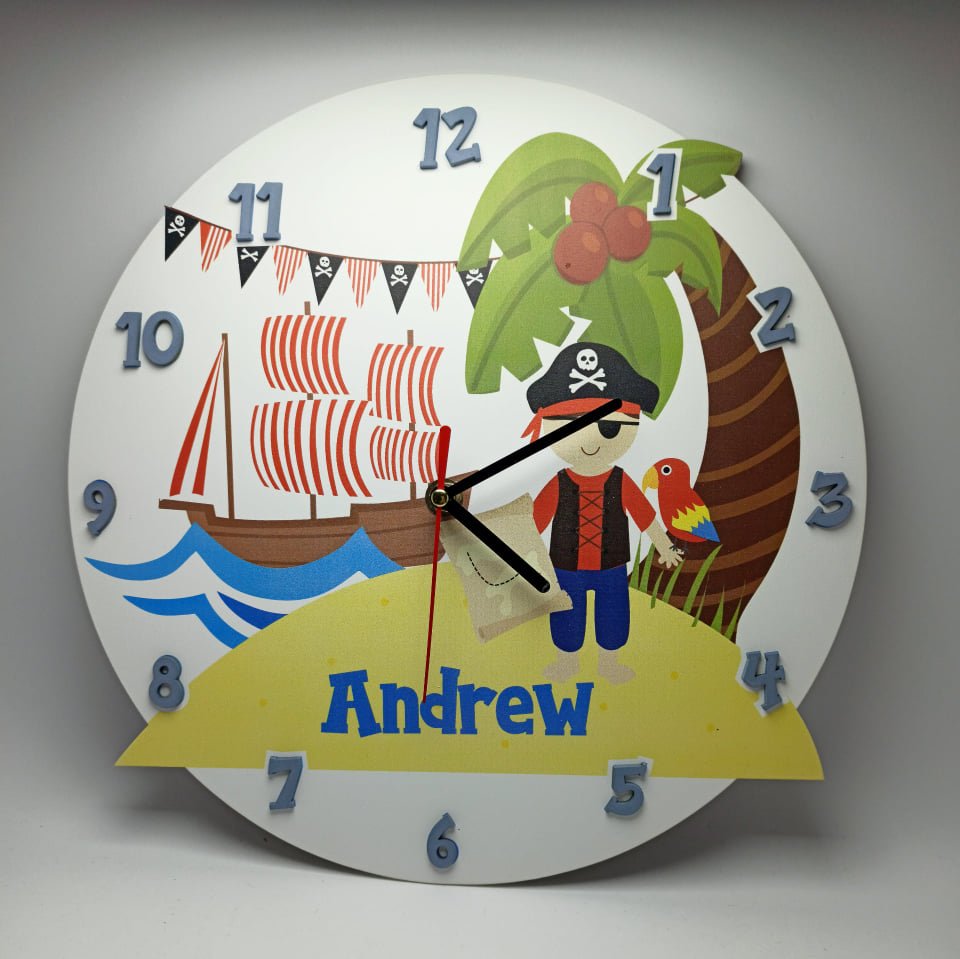 Personalized Wooden Clock - Pirate Theme