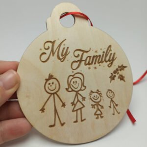 Christmas Bauble Engraving - 12x10cm - Family Cartoons