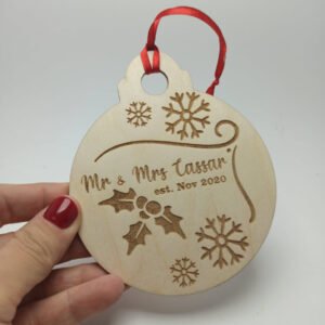 Christmas Bauble Engraving - 12x10cm - Mr & Mrs