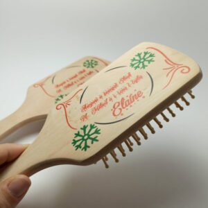 Printed Square Wooden Brush - 25x8.5cm - Christmas Theme