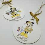 Christmas Bauble - 12x10cm - Yellow Disney Theme - Merry Christmas - White Background