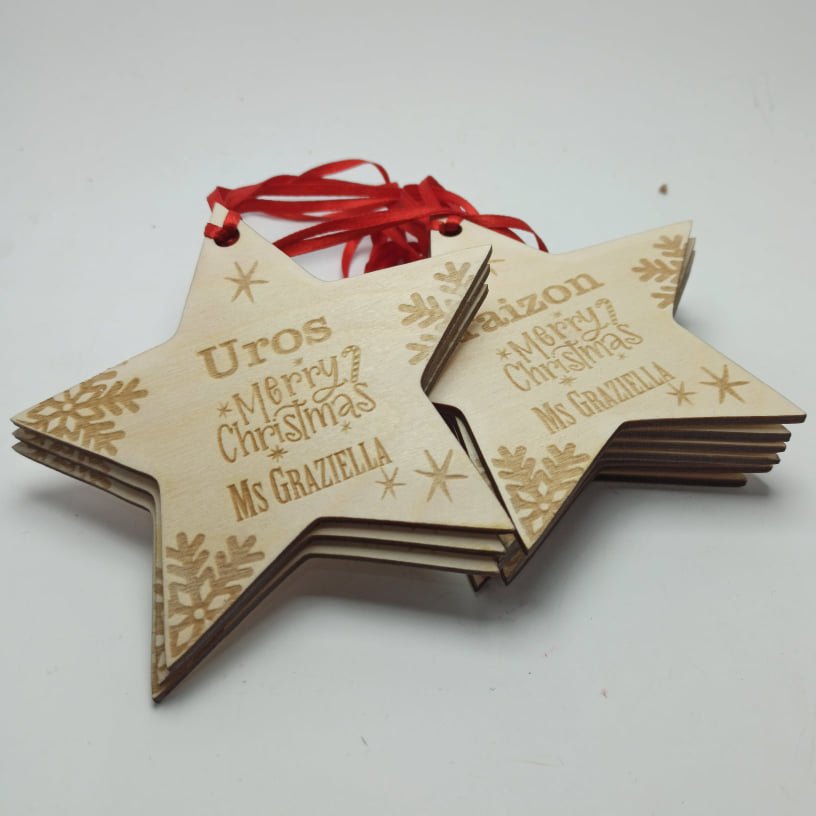 Christmas Star Bauble Engraving - 11.5x11cm - Image 2