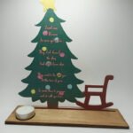 Christmas in Heaven.  Wooden Christmas Tree and Chair with Candle holder and printed saying