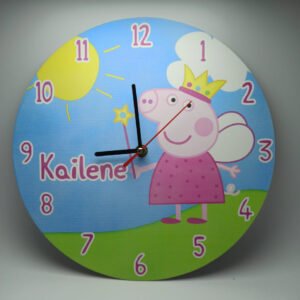 Personalized Wooden Clock - Peppa Pig Theme