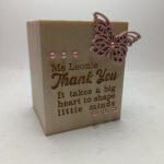 Engraved Pencil Holder Box with Embossed Butterfly