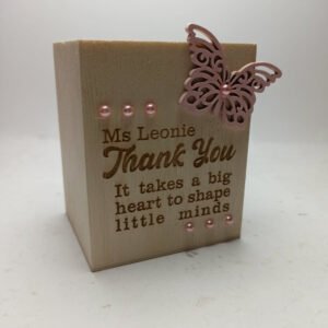 Engraved Pencil Holder Box with Embossed Butterfly