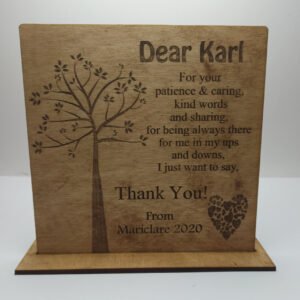 Standing Plaque - Engraved with wax finish