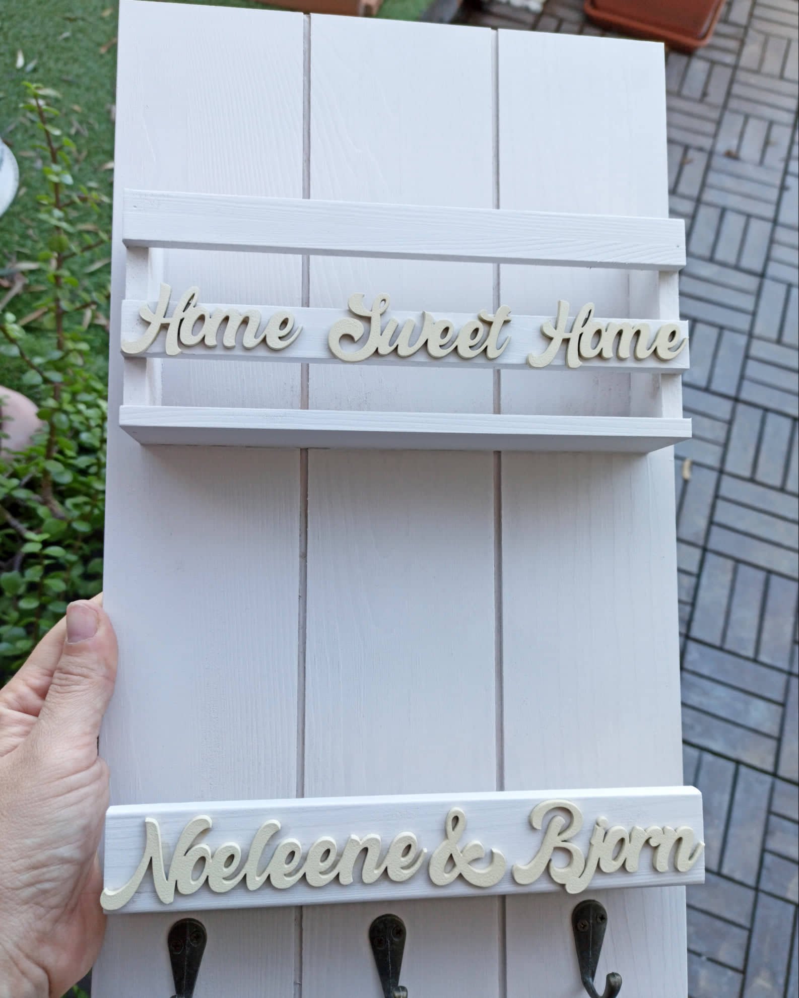 Personalised Key Holder Board with 3 Hangers - Image 11