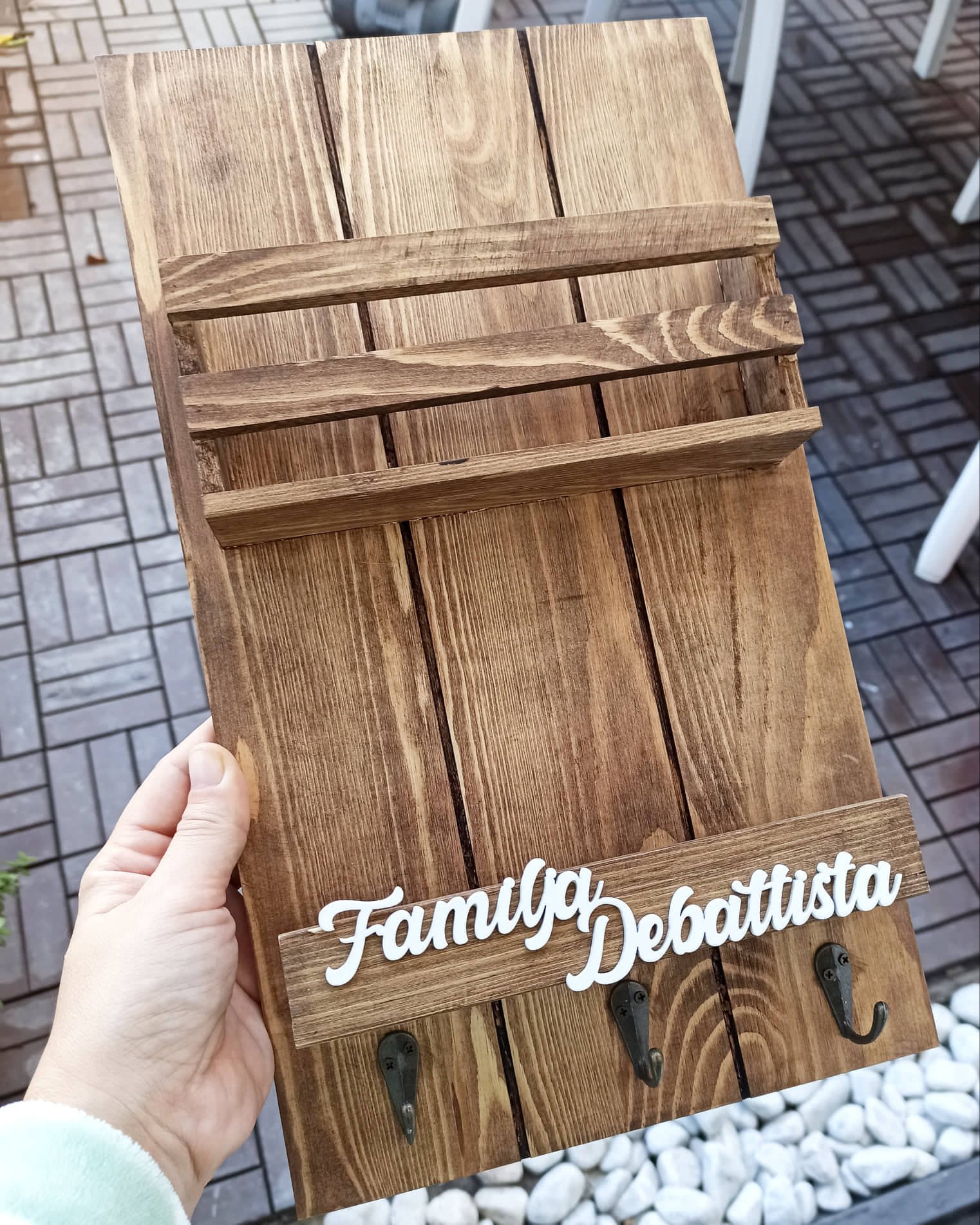 Personalised Key Holder Board with 3 Hangers - Image 13
