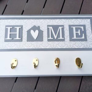 Personalised Hanging Key Holder - Consumer Unit Cover Board with 4 Hangers - 30x50x4.5cm