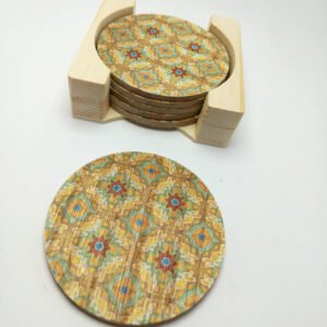 Printed Wooden Coasters - Maltese Tiles Design002