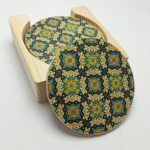 Printed Wooden Coasters - Maltese Tiles Design001
