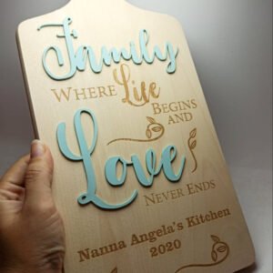 Wooden Beech Cutting Board - Family where life begins...