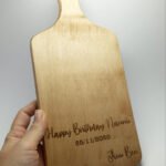 Personalised Wooden Beech Cutting Board with Handle - Happy Birthday - 30.5cmx14cmx1.5cm