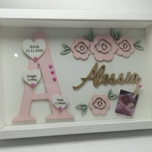 Baby Box Frame with Glass - Flowers Theme