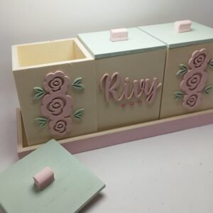 Personalised Keepsake Boxes with Tray - Flowers Theme with 3 Boxes